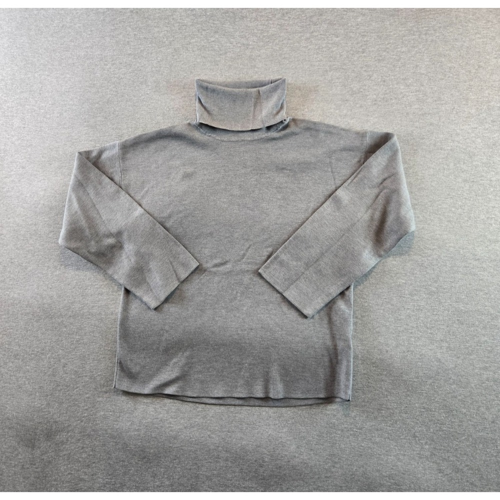 COS Shirt Mens Size XS Gray Silk Blend‎ Turtleneck Long Sleeve Minimalist Preppy